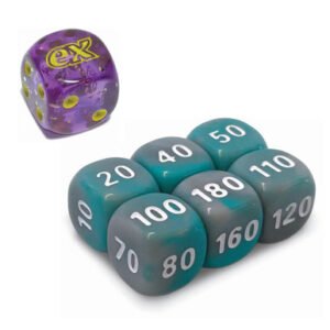 Scarlet & Violet Purple Speckled w/ Grey & Turquoise (small) Dice