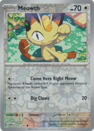 Scarlet & Violet 151 052/165 Meowth (Reverse Holo)