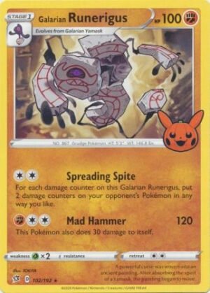 Rebel Clash 102/192 Galarian Runerigus (Pikachu Pumpkin Stamp)