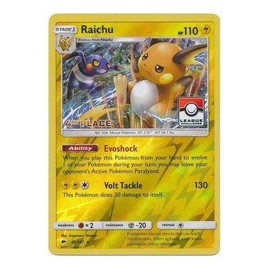 SM Burning Shadows 041/147 Raichu (League Promo 4th Place)