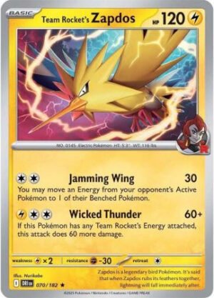 SV Destined Rivals 070/182 Team Rocket’s Zapdos (Cosmo Holo)