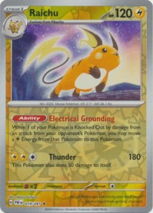 SV Paldean Fates 019/091 Raichu (Reverse Holo)