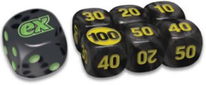 Perfect Order Clear Black w/ Green Die & Small Black w/ Yellow Dice (6)