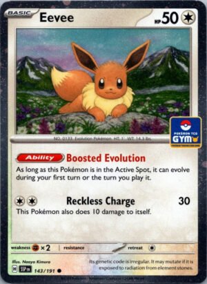 SV Surging Sparks 143/191 Eevee (Gym Stamp Cosmo Holo)