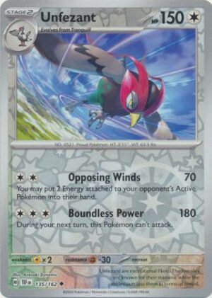 SV Temporal Forces 135/162 Unfezant (Reverse Holo)