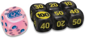 Chaos Rising Clear Pink w/ Blue Die & Small Black w/ Yellow Dice (6)