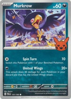 SV Paldea Evolved 131/193 Murkrow (Pikachu Pumpkin Stamp)