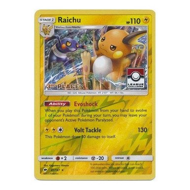 SM Burning Shadows 041/147 Raichu (League Promo 3rd Place)