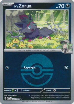 ME Ascended Heroes 136/217 N's Zorua (Reverse Holo BALL SYMBOL)