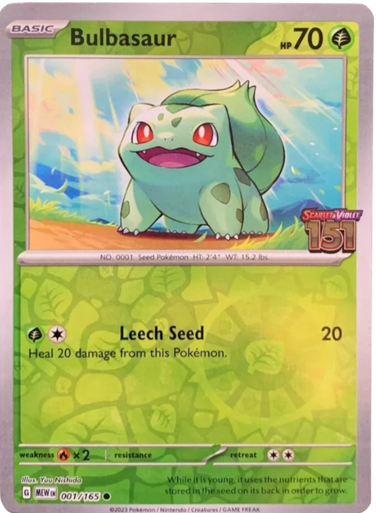 Scarlet & Violet 151 001/165 Bulbasaur (Reverse Holo 151 Stamp)