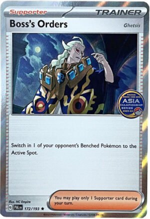 SV Paldea Evolved 172/193 Boss’s Orders [Ghetsis] (Asia Championship 23-24 Stamp)