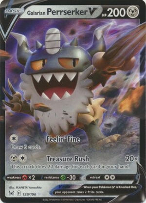 SWSH Lost Origin 129/196 Galarian Perrserker V (Half Art)