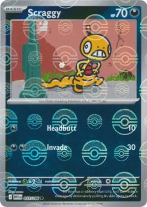 SV White Flare 057/086 Scraggy (POKE BALL Reverse Holo)