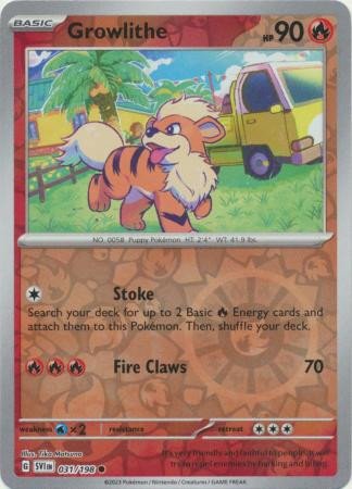 Scarlet & Violet (Base Set) 031/198 Growlithe (Reverse Holo)