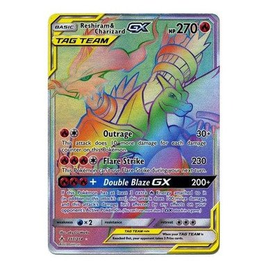 SM Unbroken Bonds 217/214 Reshiram & Charizard GX (Rainbow Rare Tag Team)