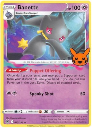 SWSH Lost Origin 073/196 Banette (Pikachu Pumpkin Stamp)