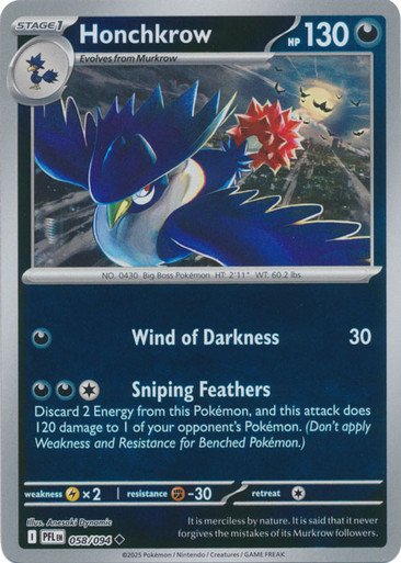 ME Phantasmal Flames 058/094 Honchkrow (Reverse Holo)