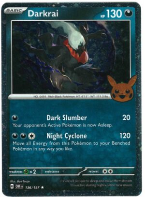 SV Obsidian Flames 136/197 Darkrai (Pikachu Pumpkin Cosmo Holo Stamp)