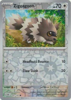 SV Obsidian Flames 167/197 Zigzagoon (Reverse Holo)