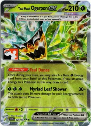 SV Twilight Masquerade 025/167 Teal Mask Ogerpon ex (Prize Pack League Promo Left Side Stamp)