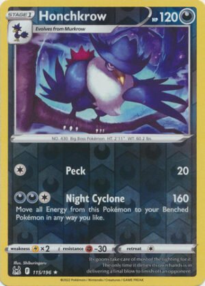 SWSH Lost Origin 115/196 Honchkrow (Reverse Holo)