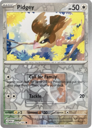 Scarlet & Violet 151 016/165 Pidgey (Reverse Holo Play! Pokemon Stamp)