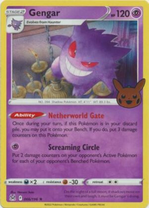 SWSH Lost Origin 066/196 Gengar (Pikachu Pumpkin Holo Stamp)
