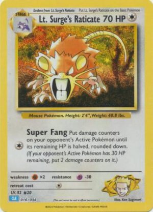 TCG Classic Collection: Blastoise Deck 016/034 Lt. Surge's Raticate (Holo)