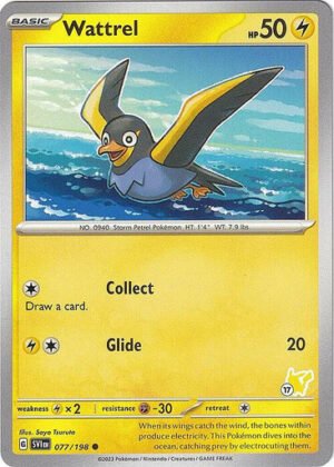 Scarlet & Violet (Base Set) 077/198 Wattrel (Pikachu Symbol 17)