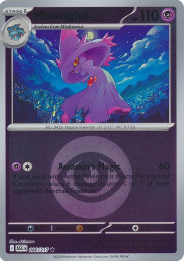ME Ascended Heroes 086/217 Mismagius (Reverse Holo ENERGY SYMBOL)