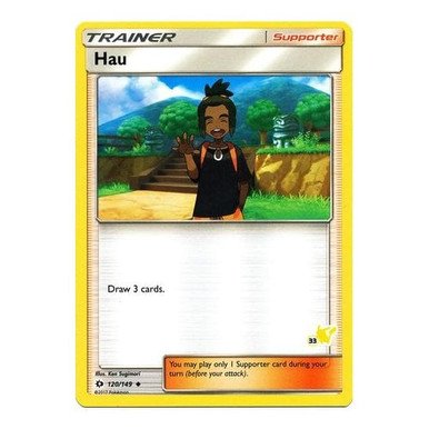 Sun and Moon (Base Set) 120/149 Hau (Pikachu Symbol 33)