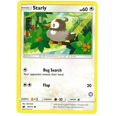SM Crimson Invasion 81/111 Starly (Trainer Kit Alolan Sandslash #15)