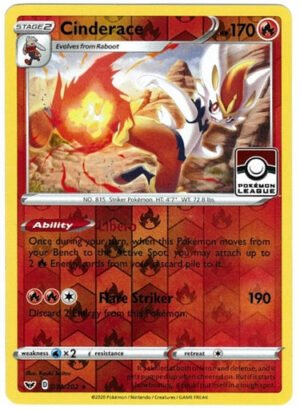 Sword & Shield (Base) 034/202 Cinderace (Pokemon League Promo)