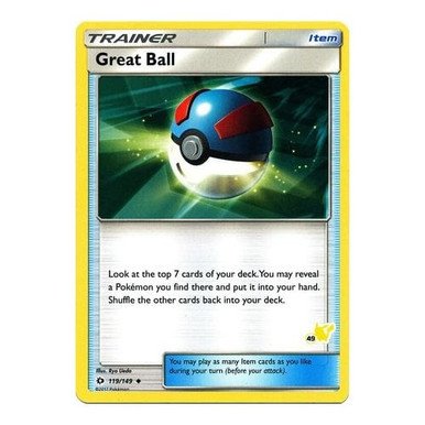 Sun and Moon (Base Set) 119/149 Great Ball (Pikachu Symbol 49)