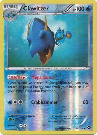 XY Steam Siege 34/114 Clawitzer (Reverse Holo)