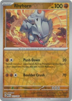 Scarlet & Violet 151 111/165 Rhyhorn (Reverse Holo)