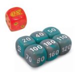 Scarlet & Violet Red Speckled w/ Grey & Turquoise (small) Dice