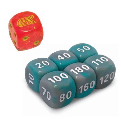 Scarlet & Violet Red Speckled w/ Grey & Turquoise (small) Dice