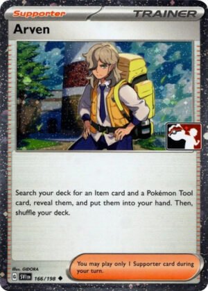 Scarlet & Violet (Base Set) 166/198 Arven (Prize Pack League Promo Cosmo Holo)
