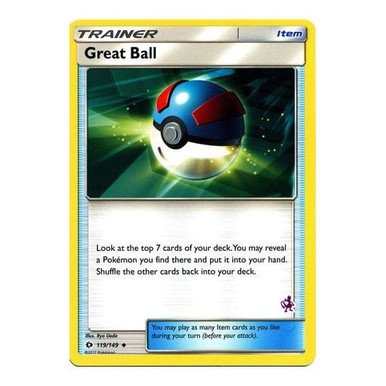 Sun and Moon (Base Set) 119/149 Great Ball (Mewtwo Symbol)