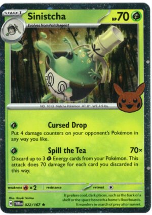 SV Twilight Masquerade 022/167 Sinistcha (Pikachu Pumpkin Cosmo Holo Stamp)