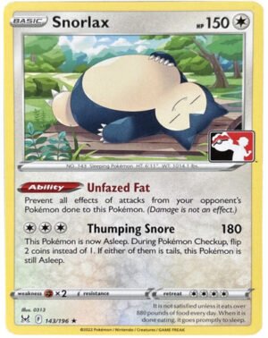 SWSH Lost Origin 143/196 Snorlax (Prize Pack League Promo Non-Holo)
