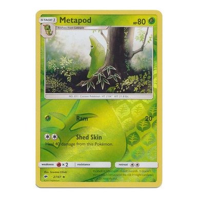 SM Burning Shadows 002/147 Metapod (Reverse Holo)