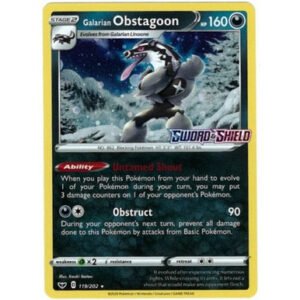 Sword & Shield (Base) 119/202 Galarian Obstagoon (Cosmo Holo w/ Logo)