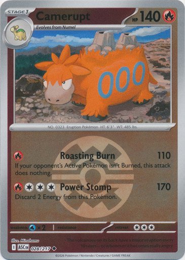 ME Ascended Heroes 028/217 Camerupt (Reverse Holo BALL SYMBOL)