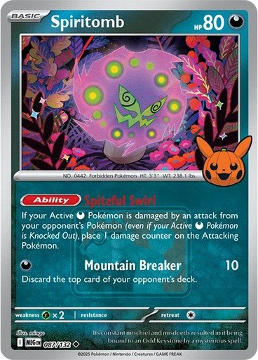 Mega Evolution 087/132 Spiritomb (Reverse Mirror Holo Pikachu Pumpkin Stamp)