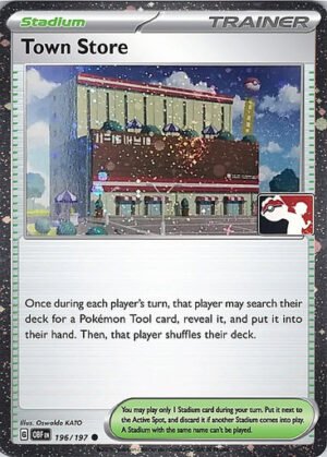 SV Obsidian Flames 196/197 Town Store (Prize Pack League Promo Cosmo Holo)