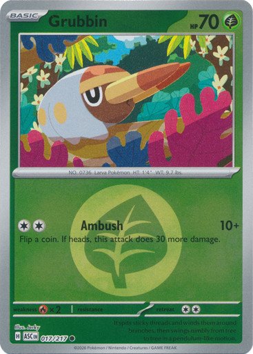 ME Ascended Heroes 017/217 Grubbin (Reverse Holo ENERGY SYMBOL)