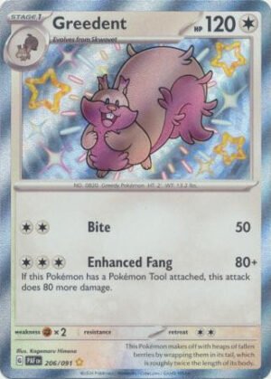 SV Paldean Fates 206/091 Greedent (Holo Shiny)