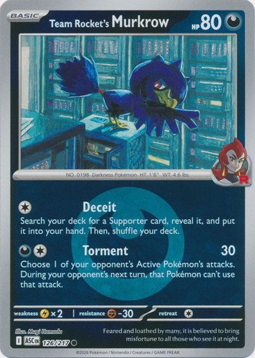 ME Ascended Heroes 126/217 Team Rocket's Murkrow (Reverse Holo ENERGY SYMBOL)